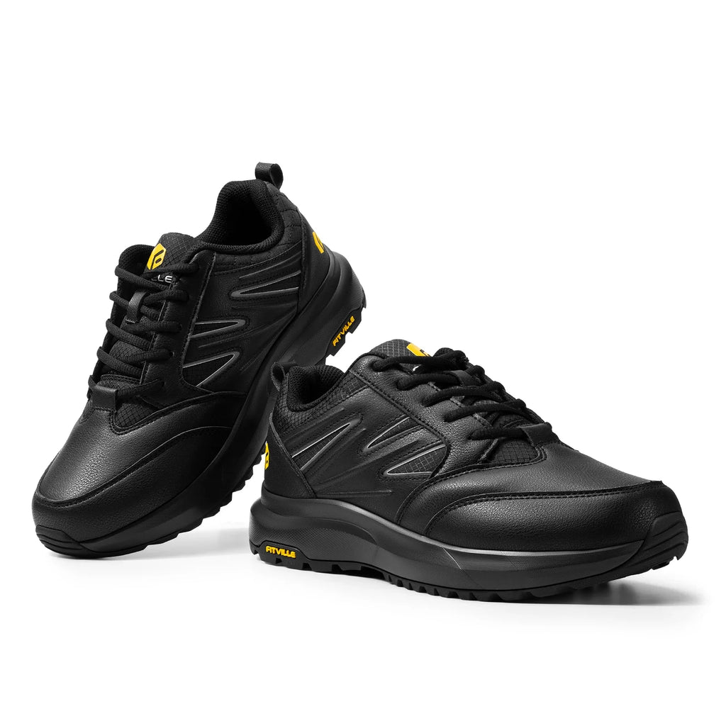 FitVille Men'S Widened Hiking Waterproof Outdoor Work Hiking Shoes With Arch Support To Relieve Heel Pain Lightweight Non-Slip - Clikcy