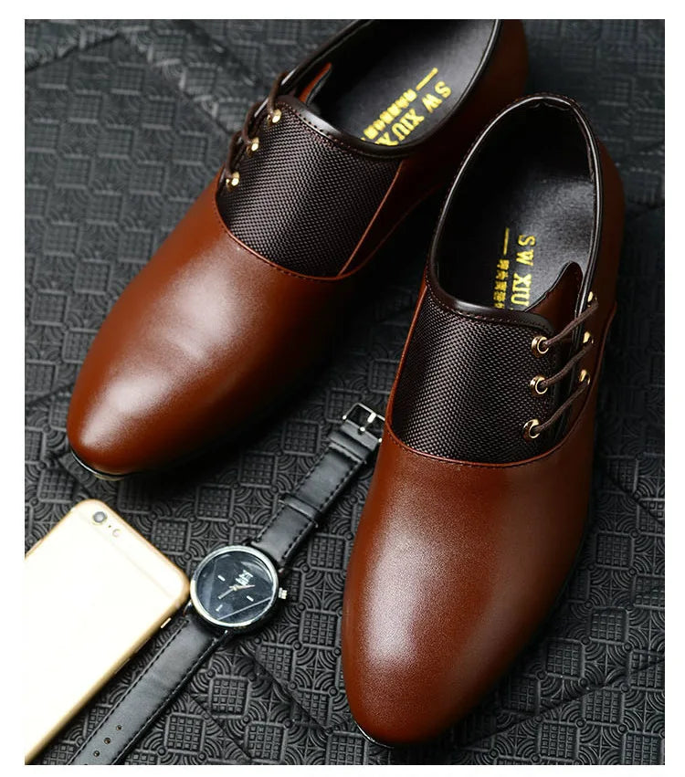 Men Formal Leather Shoes Lace Up Oxford Casual Business Black Leather Shoes Men Wedding Party Office Work Shoes