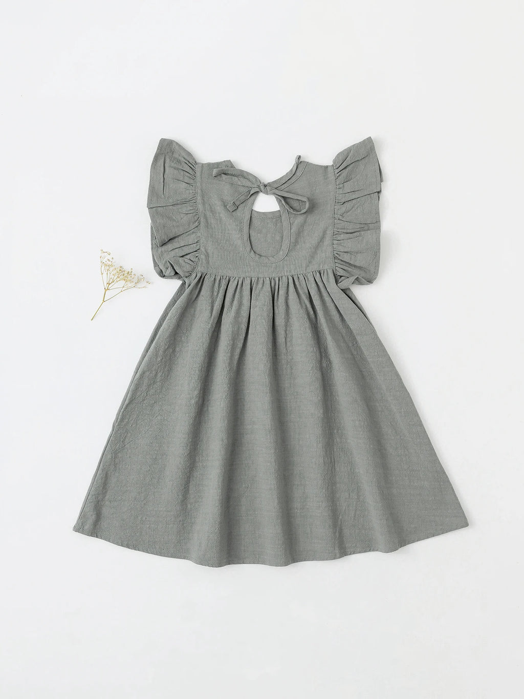 Baby Girls' Flying Sleeve Dress Tie-back Overall Dress Cotton Kids Casual Clothes Summer 2024 - Clikcy