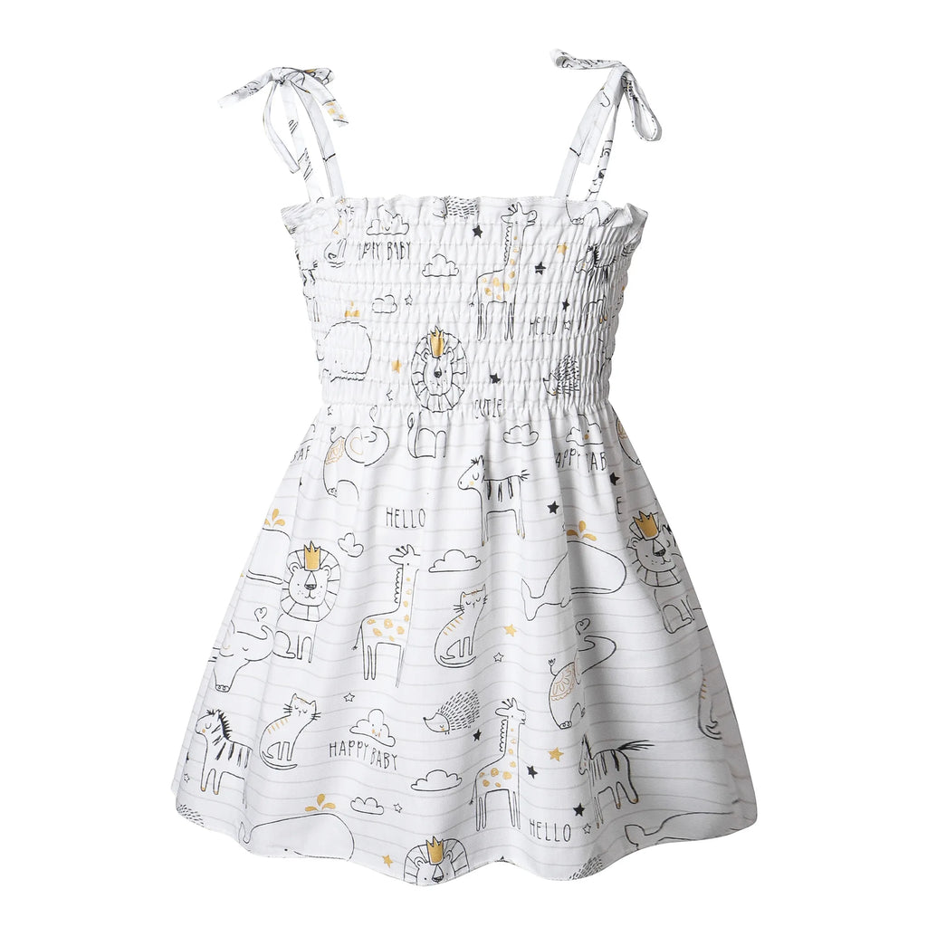 2025 Summer Girls Pure Cotton Print Dress For 2-6Years Children Fashion Floral Dress Kids  Suspenders Dress Casual Sundress - Clikcy