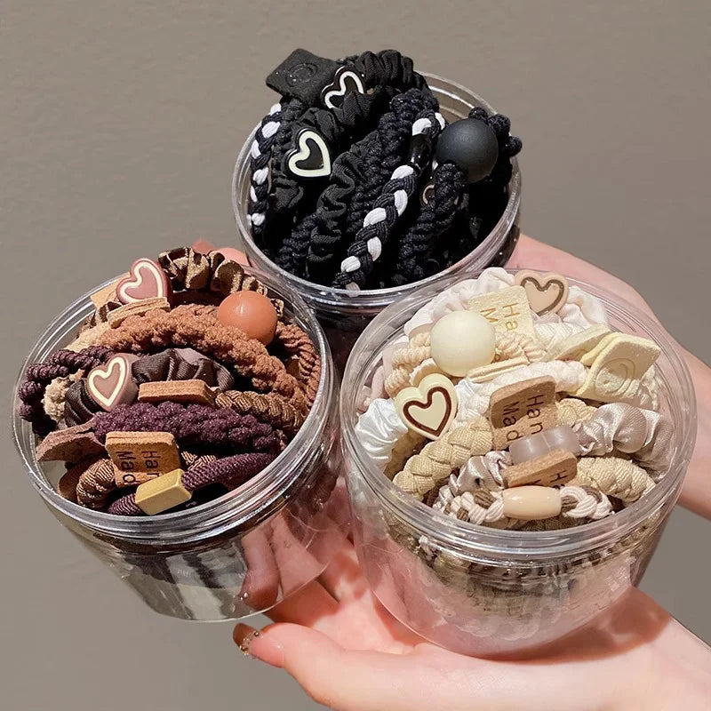 5/10pcs/Set Elegant Heart Ball Elastic Hair Bands For Women Ponytail Hair Tie Scrunchie Rubber Bands Fashion Hair Accessories - Clikcy