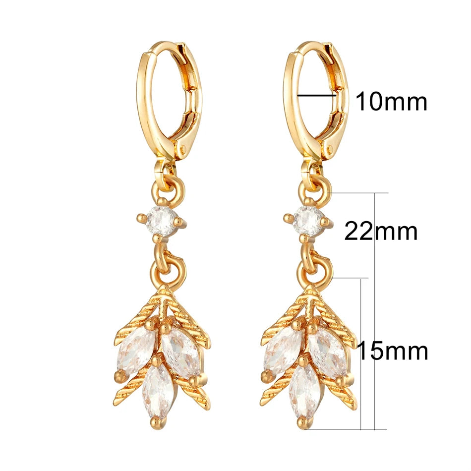 Dainty Micro Inlaid Zircon Golden Drop Earrings 10mm Hoop Dangle Crystal Pendant Elegant Women Jewelry Luxury Accessories Gifts - Clikcy