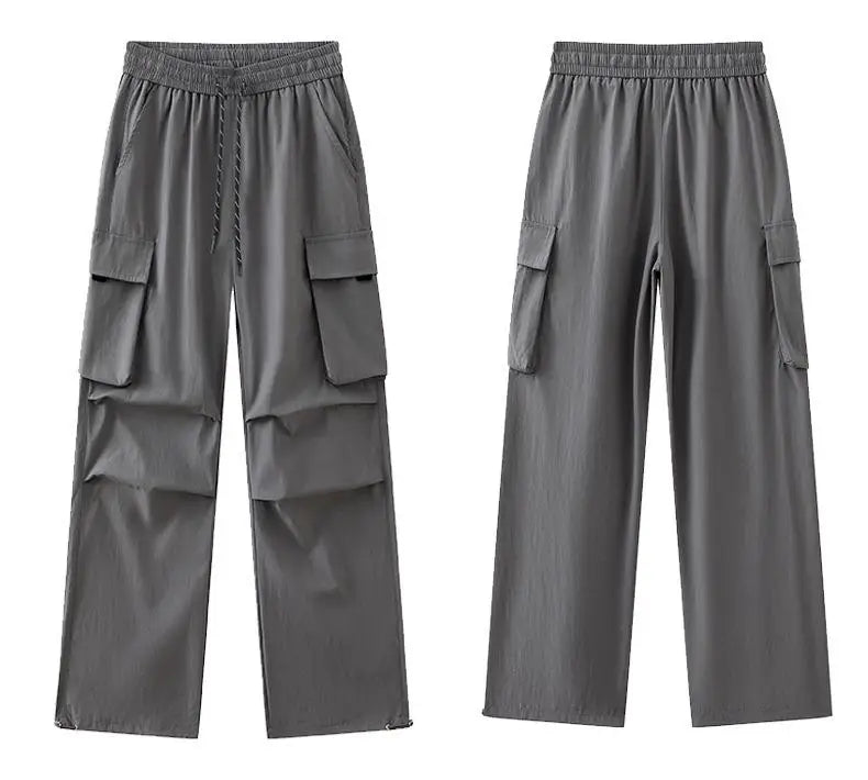 Plus Size 10xl 9xl 8xl Men's Straight Cargo Pants Spring Summer Multi-Pockets Streetwear Wide Leg Casual Baggy Straight Trousers - Clikcy