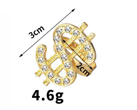Men Gold Color Dollar Sign Necklaces,Hip Hop Money Dollar Pendant Collar Dollar Open Ring,Music Festival Party Gifts Jewelry - Clikcy