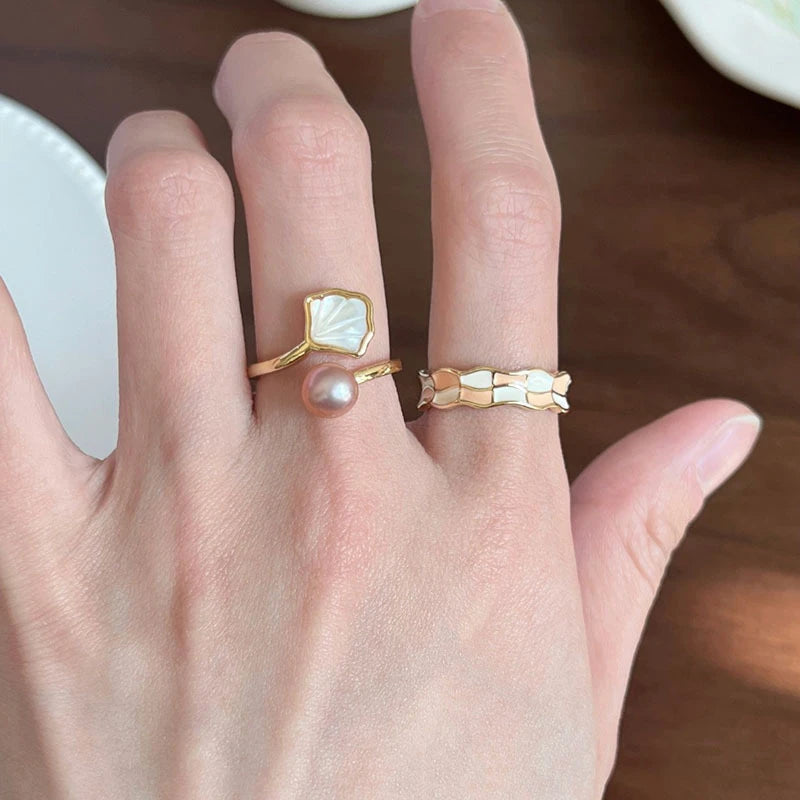 Pearl Ring Female Minority Design Advanced Sense Fashion Personality Adjustable Beimu Vintage Index Finger Ring Jewelry Gift - Clikcy
