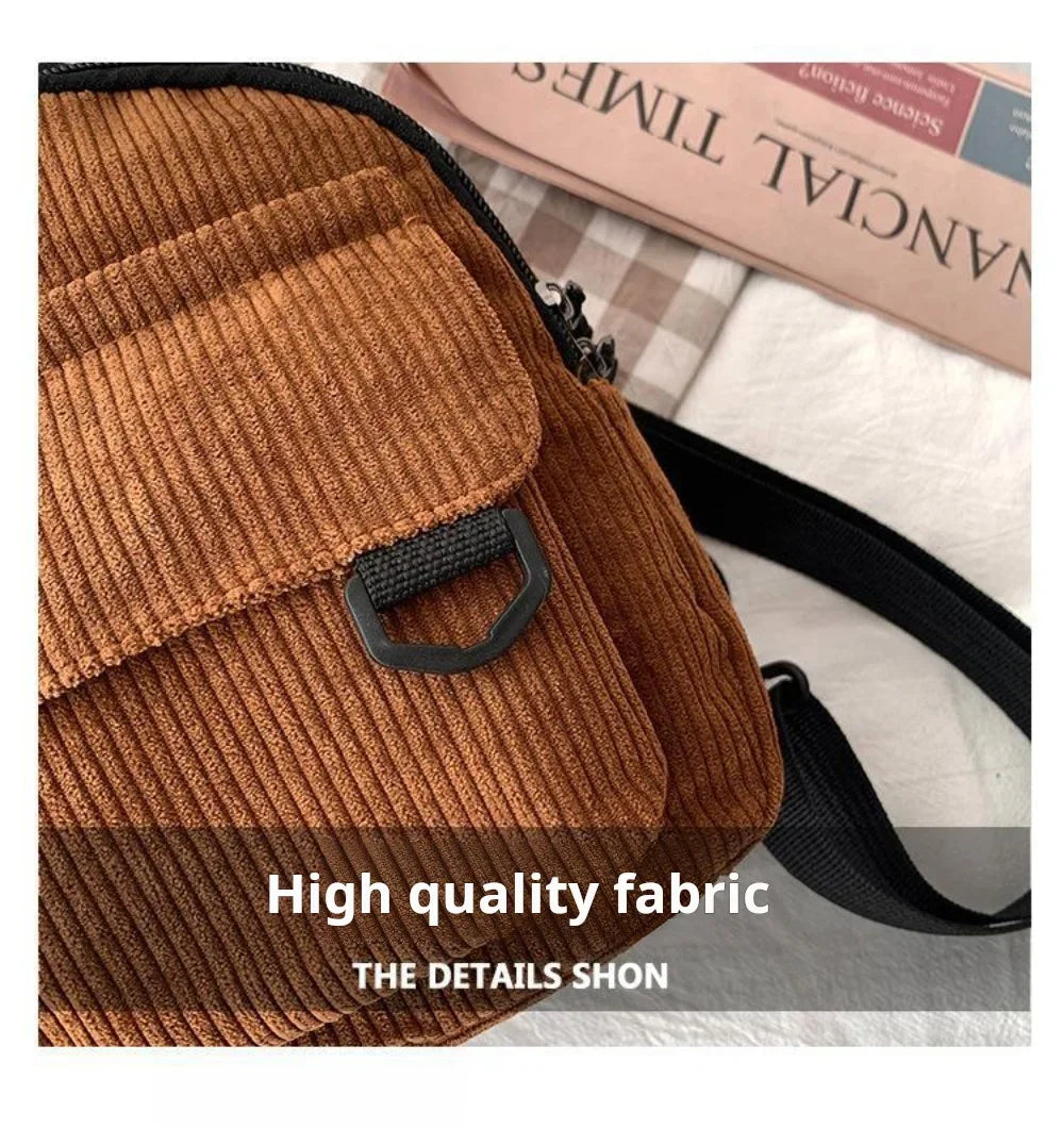 Women's Mini Backpack Fashion Solid Color Corduroy Small Simple Casual Traveling Large Capacity Durable Female's Schoolbag - Clikcy