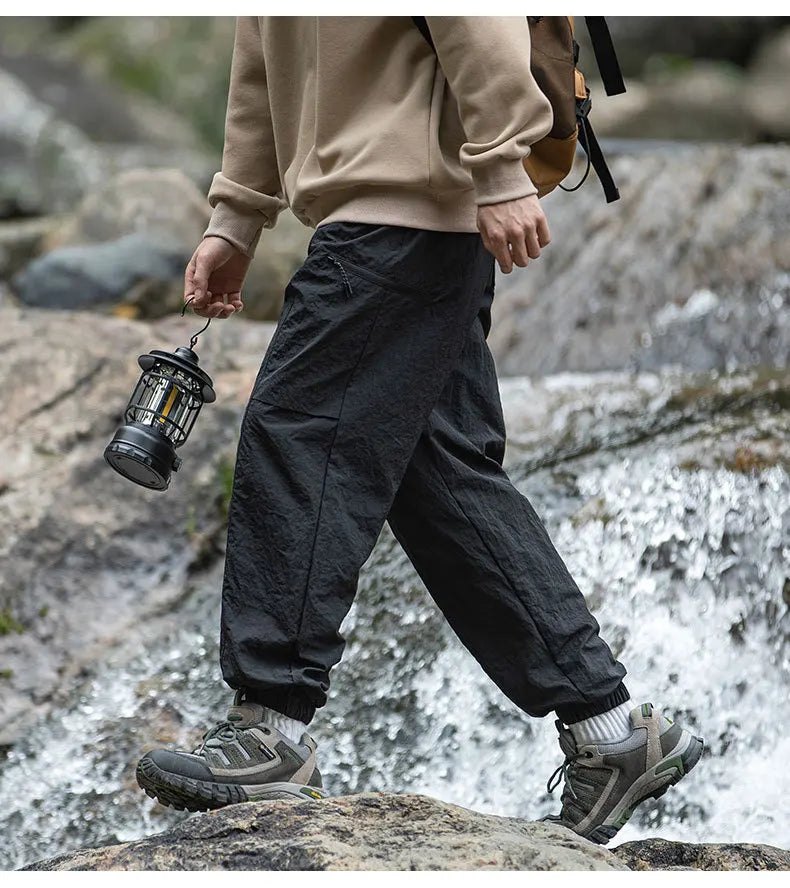 TFETTERS Autumn Men Cargo Pants 2025 Multi Pocket Waterproof Solid Color Casual Pants 100% Nylon Outdoors Tourism Men Clothes - Clikcy