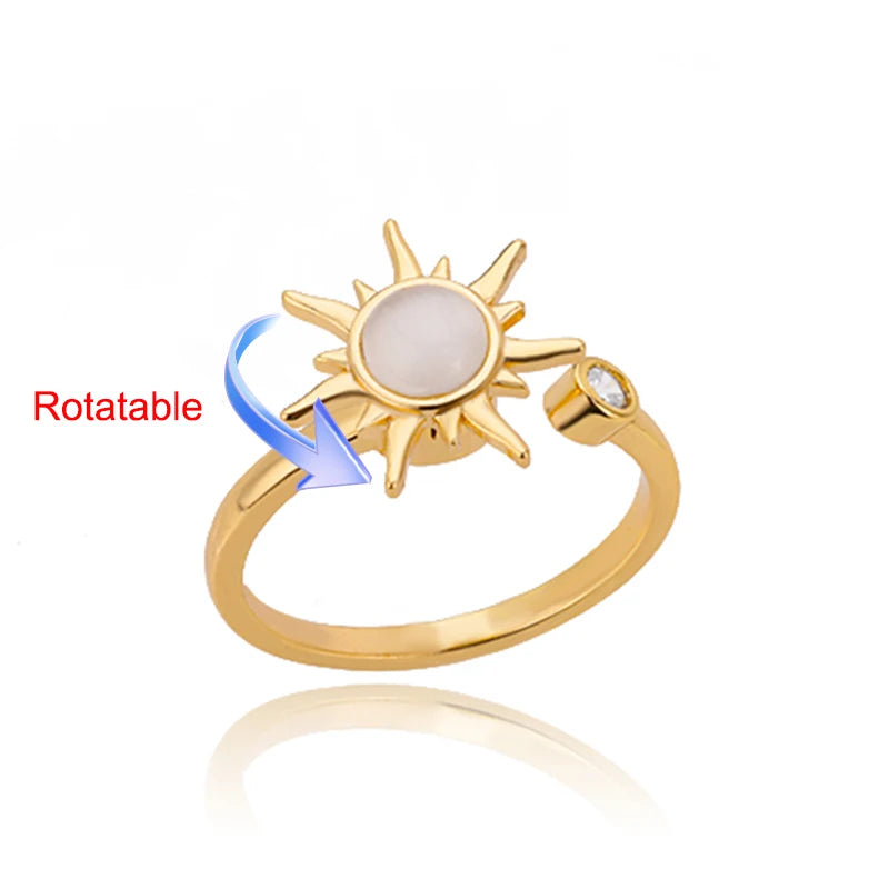 Anti-Stress Anxiety Rings for Women Gold Color Open Adjustable Rotating Ring Aesthetic Wedding Fashion Jewelry Gift - Clikcy
