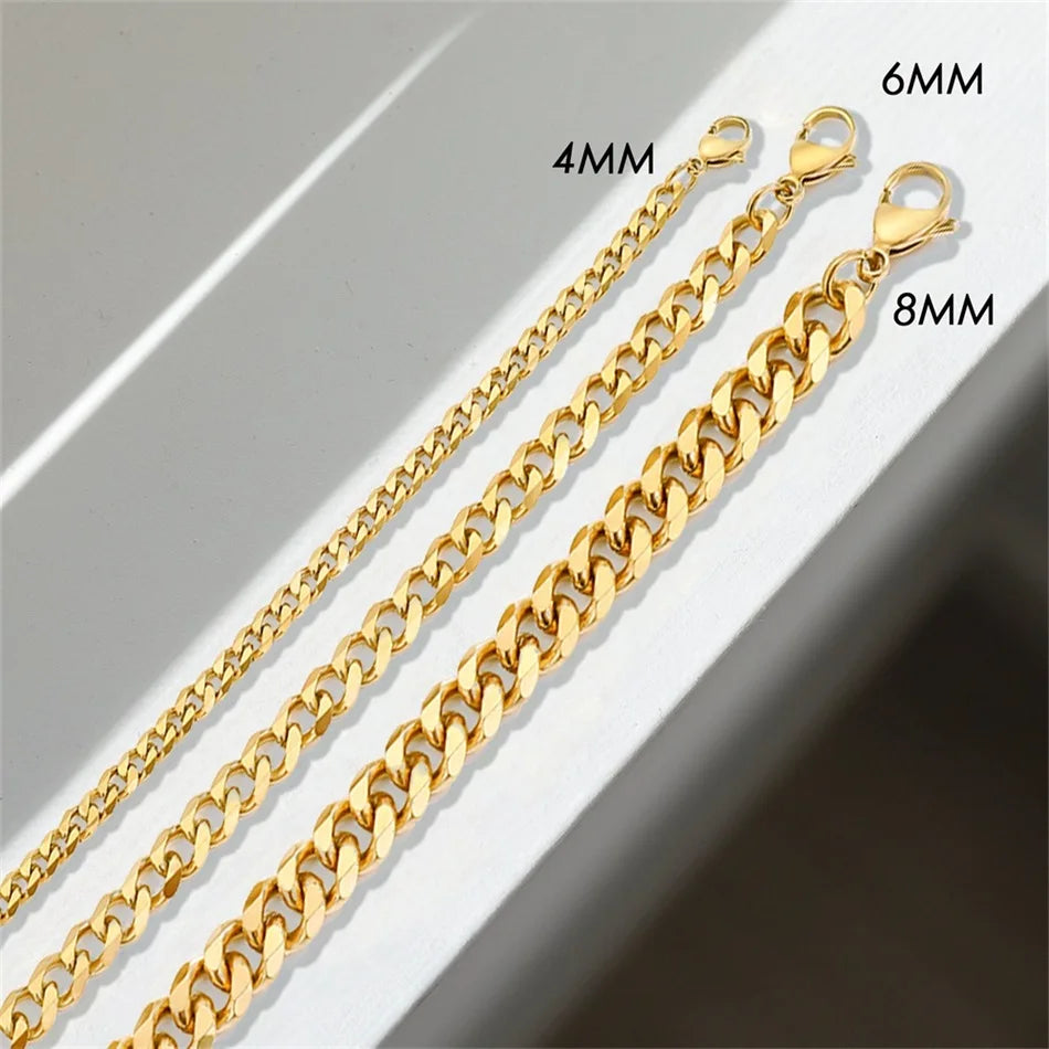 SUNIBI Classic Snake Chain Bracelets for Women Trend  Fashion Stainless Steel Cuban Chain Bracelet Trendy Woman Gifts Jewelry - Clikcy