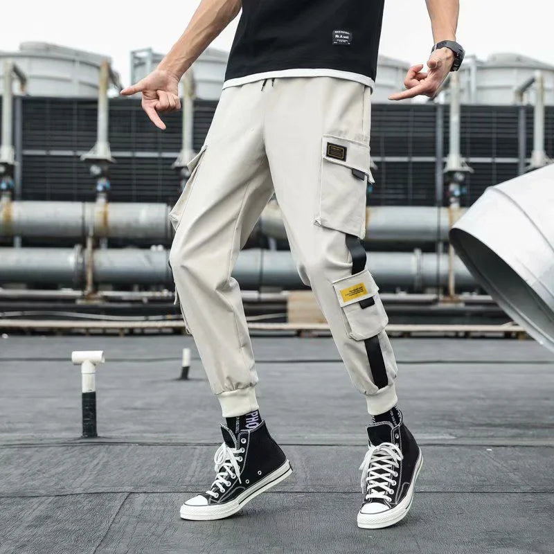 Men's Casual Cargo Pants Spring Summer American Streetwear Loose Plus Size Straight Leg Youth Stylish Modern Utility - Clikcy