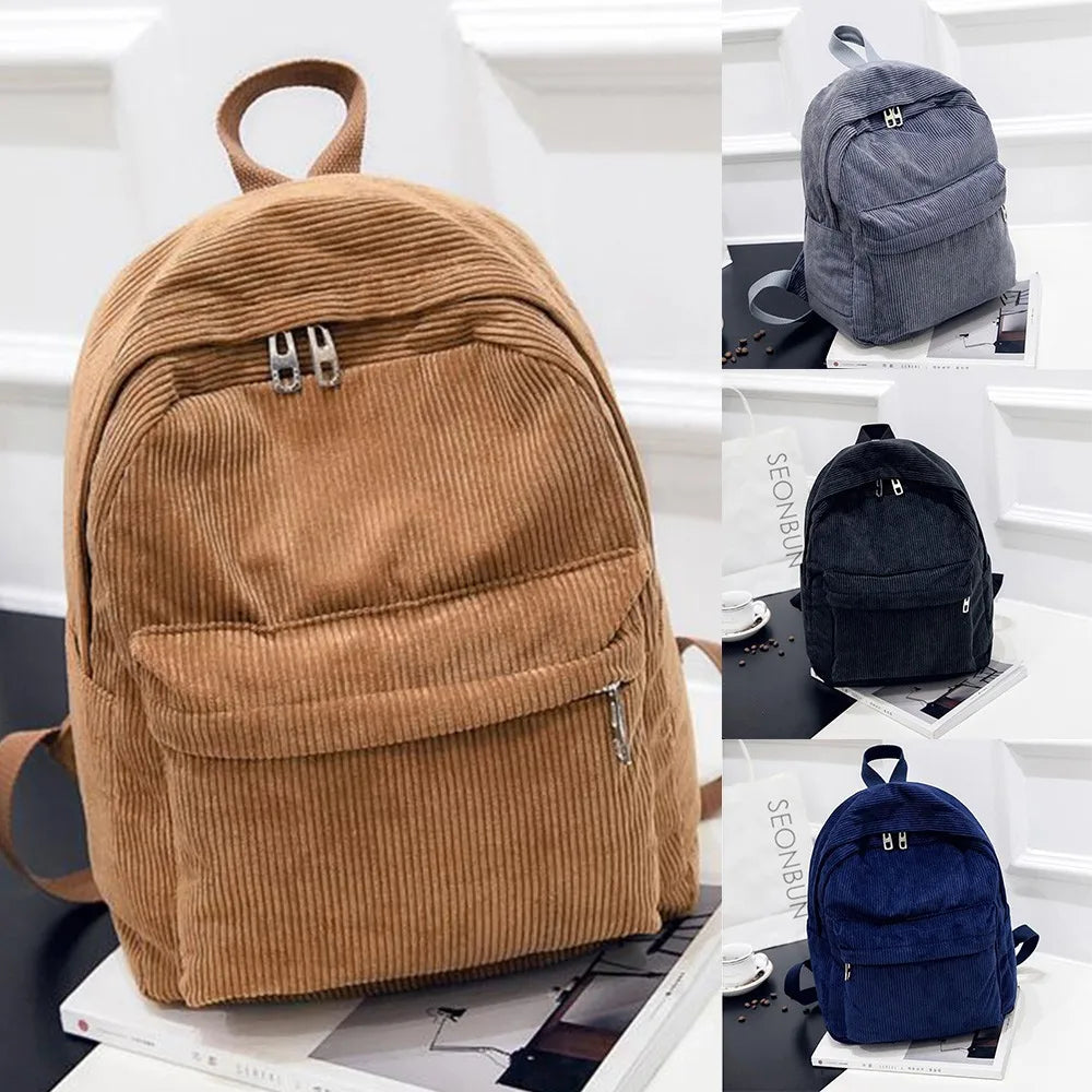 MARKROYAL Pure Color Corduroy Backpack Fashion Women School Backpack Women Backpack Teenger Girl School Bags Female Bagpack - Clikcy