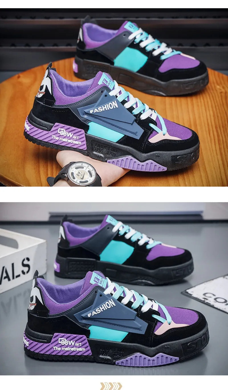 Men's Vulcanize Shoes 2024Designer Fashion Brand Sneakers Luxury Male Flat Platform Lace Up Casual Shoes for Men Tenis Masculino