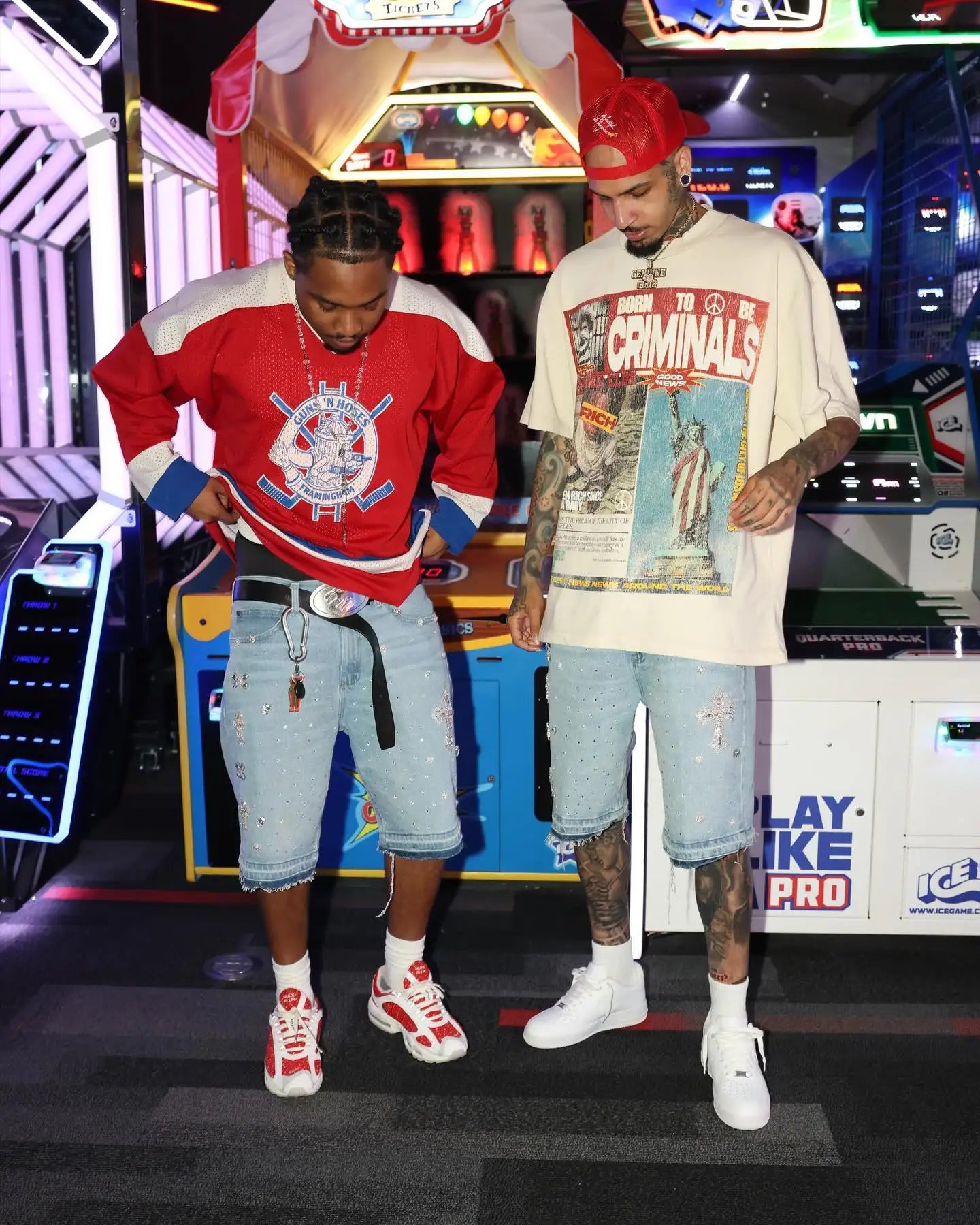 Y2K Gothic Diamond Cross Embroidery Denim Shorts American Retro Blue Gym Shorts Rhinestone Streetwear Hip Hop Men Women Jorts - Clikcy