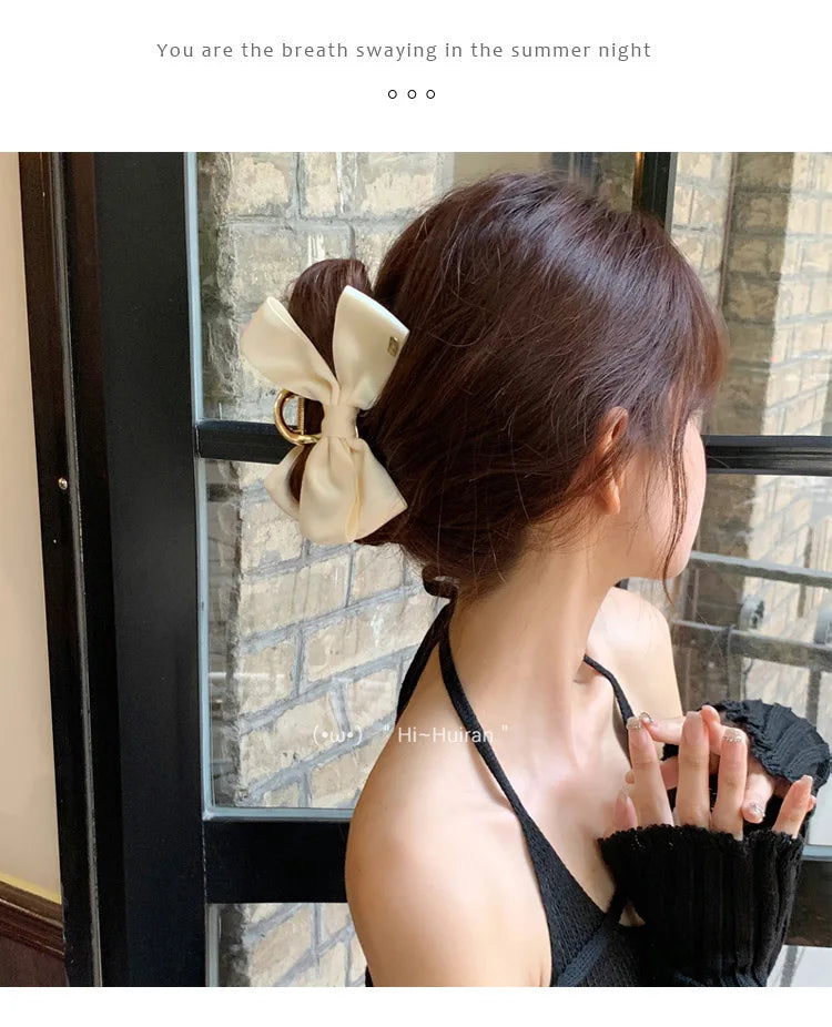 Korean Fashion Metal Bow Hairpin Ladies Simple Elegant Hair Accessories Grab Clip Girls Party Gift Accessories - Clikcy