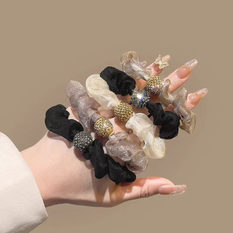 4Pcs/Lot Girl Hair Band Accessories Fashion Large Hair Ties Solid Color Elastic Scrunchies For Women Ponytail Hairstyle - Clikcy