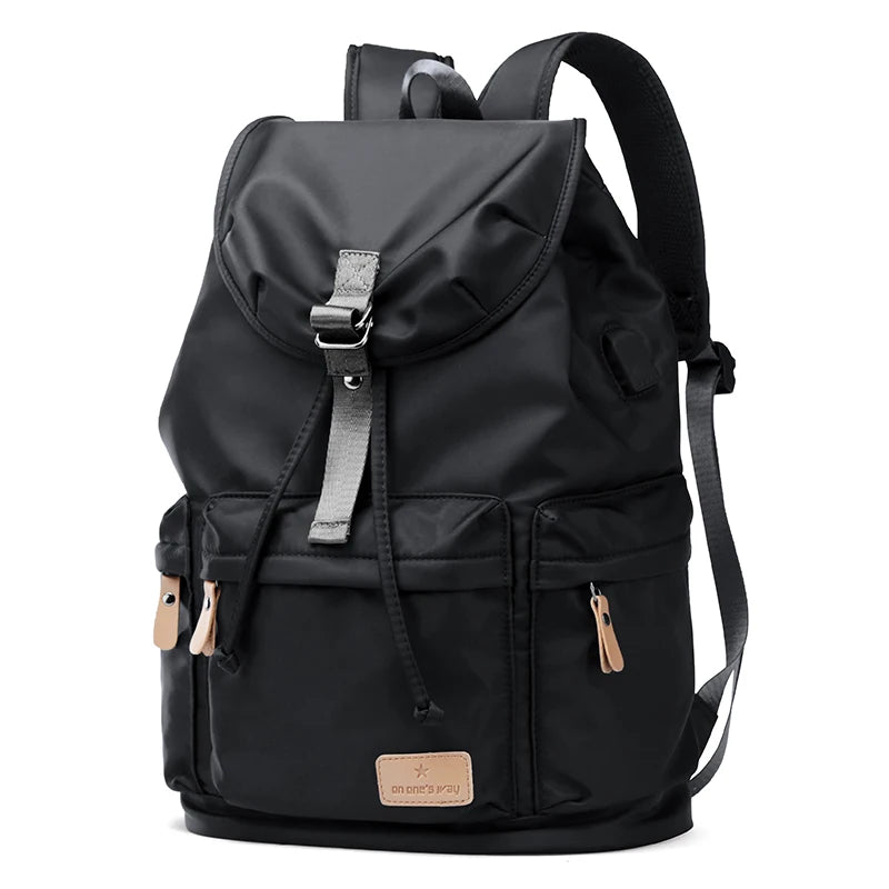 Fashion Men Backpacks Nylon Waterproof USB Charging Bag Casual Travel Korean Stlye Mochila for Travel Vintage School Bag - Clikcy