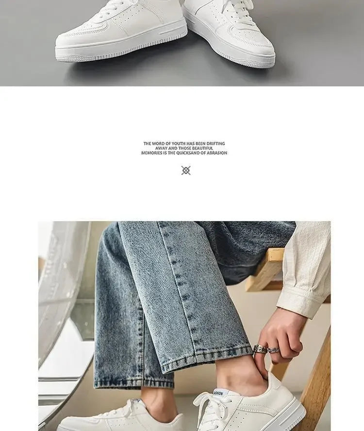 **2025 New White Shoes for Men's Spring Youth Casual Versatile Men's Shoes for Students Pure White Sports Board Shoes - Clikcy