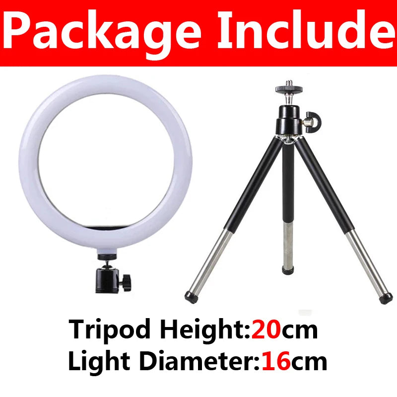 12inch LED Selfie Ring Light Dimmable Photography RingLight With Tripod & Phone Holder For Youtube Tiktok Video Live Fill Lamp - Clikcy