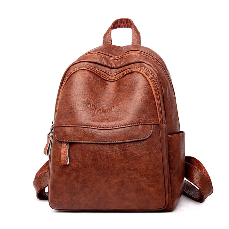 New Women Leather Backpack Designer Shoulder Bags for Women 2023 Back Pack School Bags for Teenage Girls Mochila Feminina - Clikcy