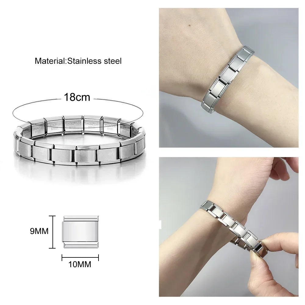 Simple DIY Making Beads Basic Multifunctional Hanging Italian Charm Link Fit 9mm Stainless Steel Bracelet hook Jewelry Wholesale - Clikcy