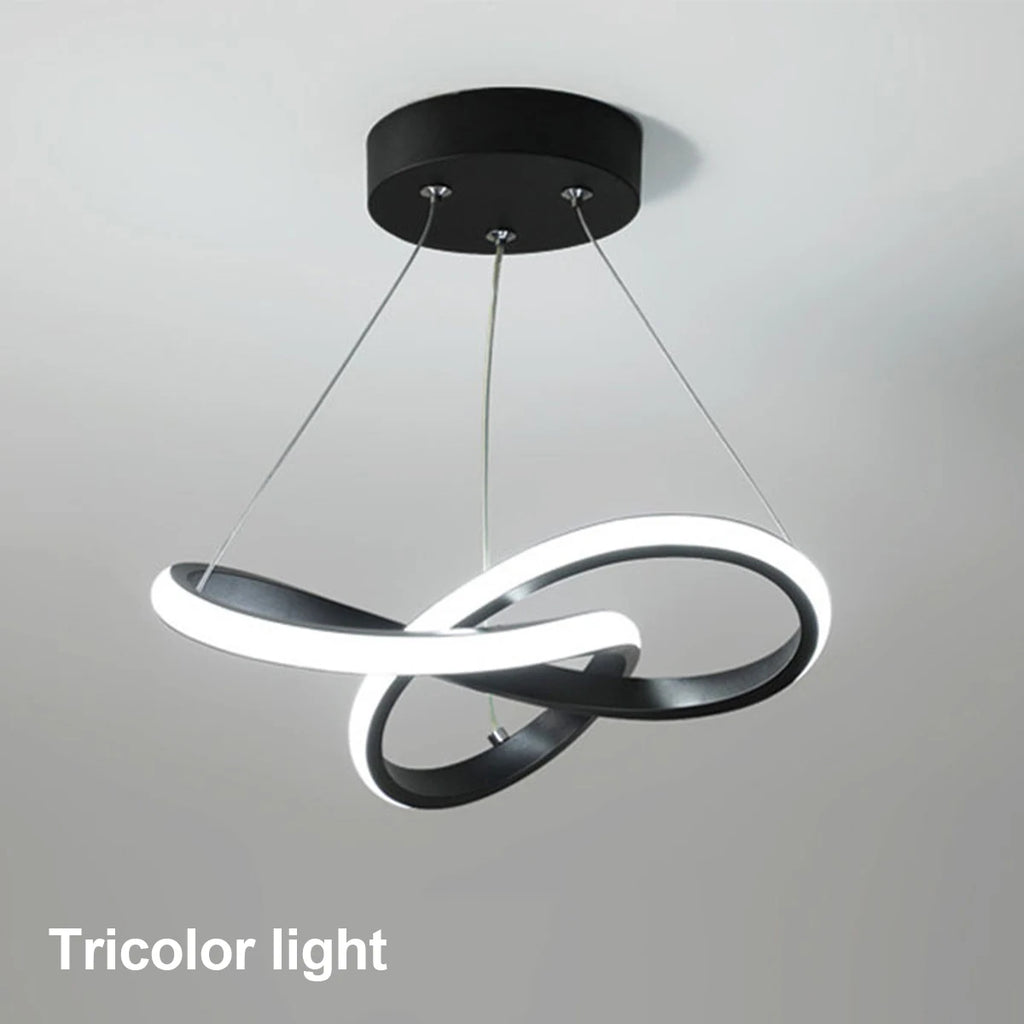 24cm Led Pendant Light Tricolor Lights White Nordic Hanging Ceiling Linear Creative Metal Art Black/White Shade Luxury Lamp 220v - Clikcy