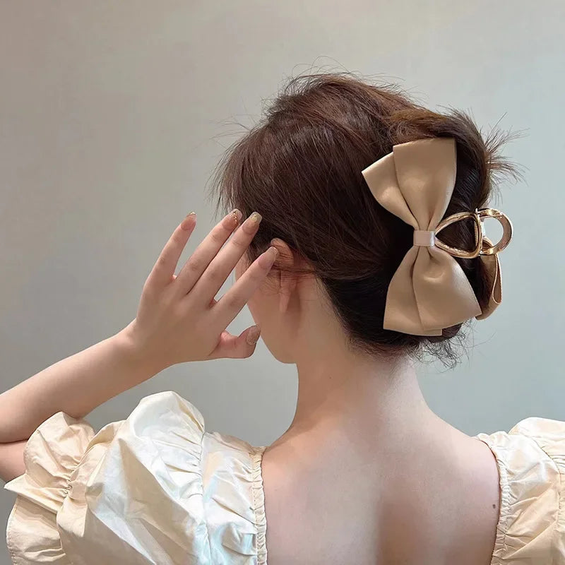 Korean Fashion Metal Bow Hairpin Ladies Simple Elegant Hair Accessories Grab Clip Girls Party Gift Accessories - Clikcy