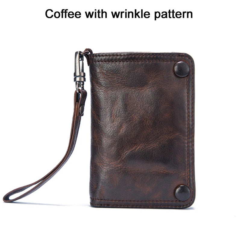 Vintage Genuine leather wallet Men leather long wallet men purse clutch bag male money clips zip around money bag card holder - Clikcy