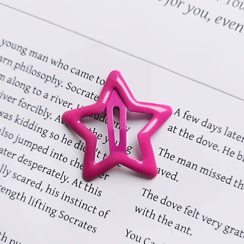 10pcs Colorful Star BB Hair Clips Girls Y2K Cute Star Barrettes Women Simple Metal Snap Clip Headdress Hair Jewelry Accessories