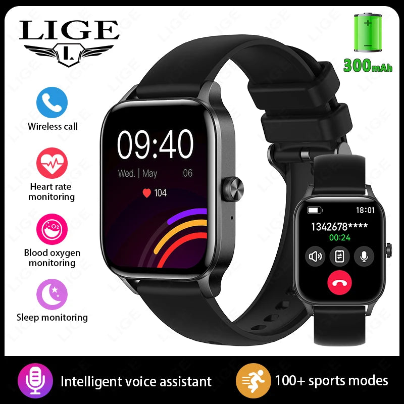 LIGE Fashion Smart Watch Women 1.85” HD Screen Custom Watch Face Women’s Health Monitor Watch Bluetooth Call Sports Smartwatches