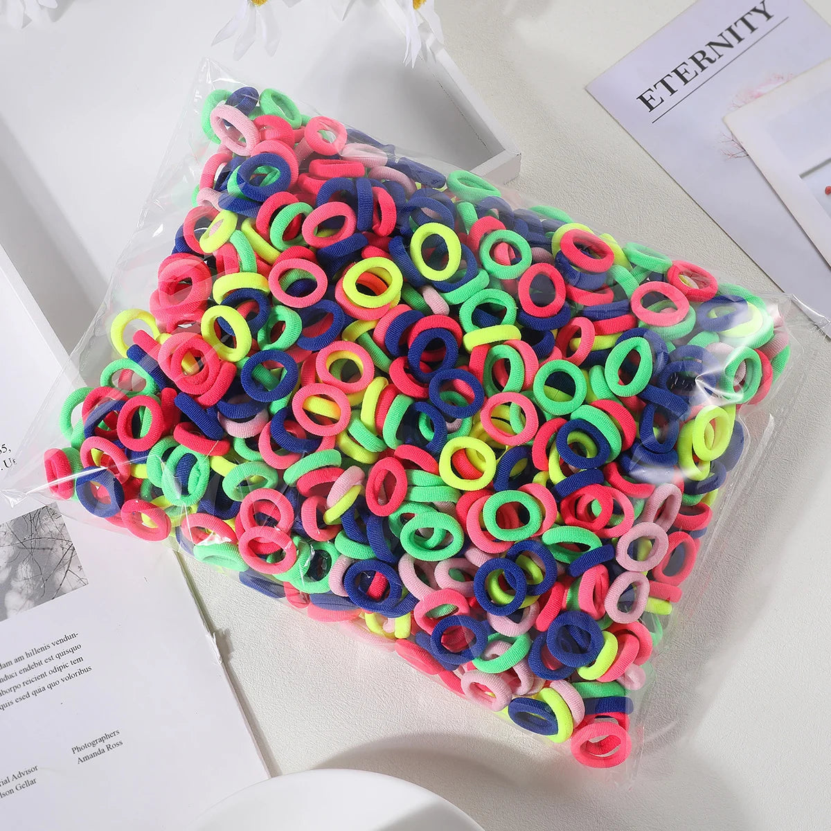 100PCS Colorful Basic Nylon Ealstic Hair Ties for Girls Children Ponytail Hold Scrunchie Rubber Band Kids Basic Hair Accessories - Clikcy