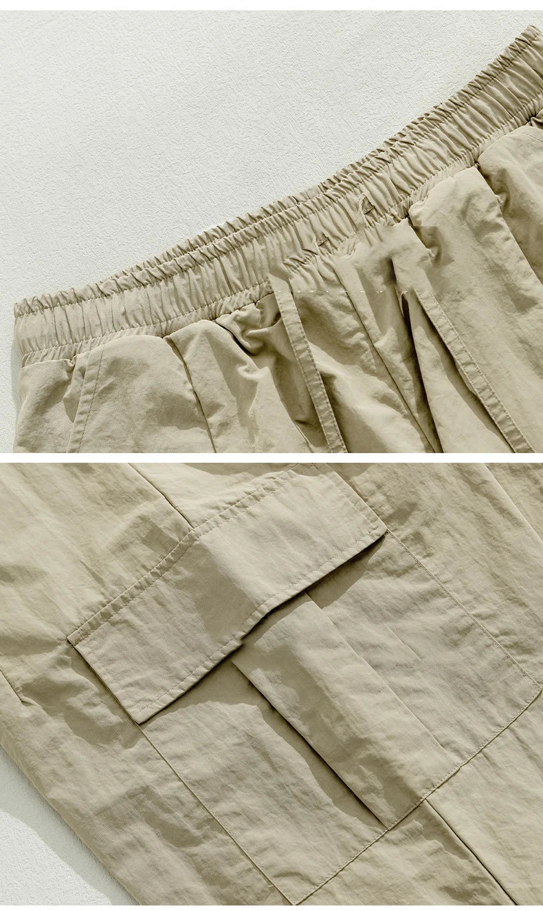 TFETTERS 2025 Autumn Casual Pants Men Waterproof  Thin Mid Waist Solid Color Men Cargo Pants Tourism Outdoors Riding Trousers