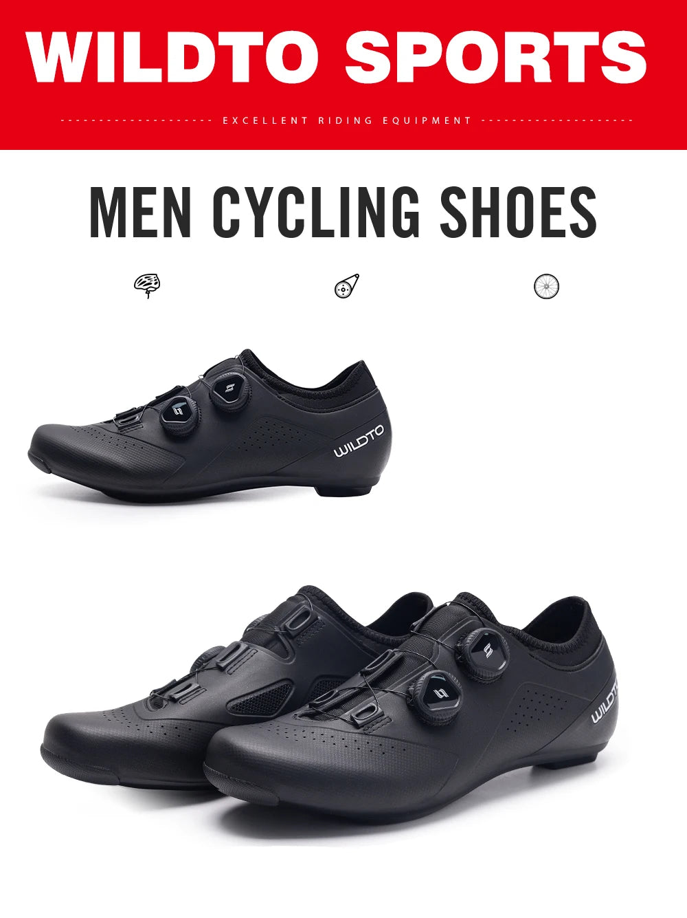 WILDTO Cycling Shoes Mens Road Bike Shoes Flat Speed New Hardness9 Glass Fiber Professional Cycling Sneakers SPD Cleats Footwear - Clikcy