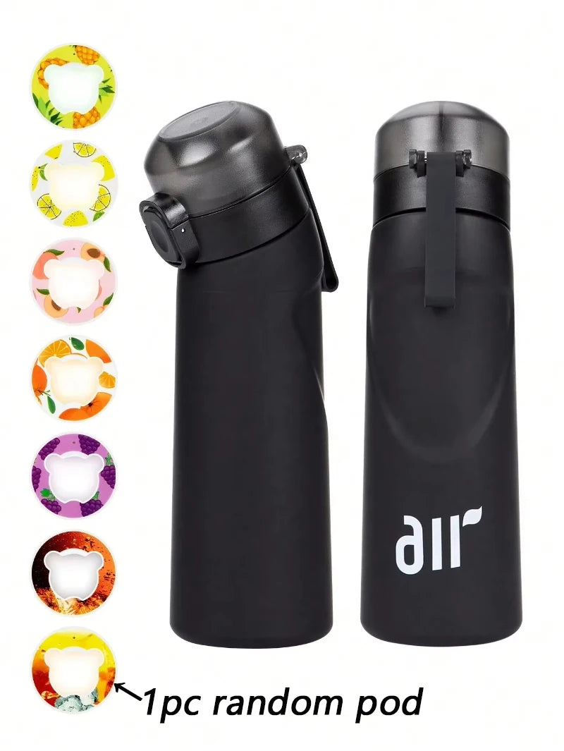 1pc Air Water Bottle With 1pc Random Flavor Pods Portable Transparent With Straw Leak Proof Suitable for Outdoor Sports - Clikcy