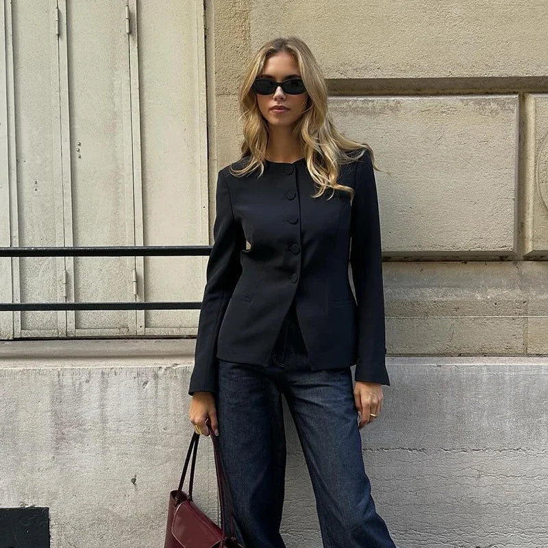 Urban Solid Blazer Skirt Set Women Slim O-neck Single Breasted Jacket Mini A-line Skirt 2025 Spring Elegant Lady Office Outfit