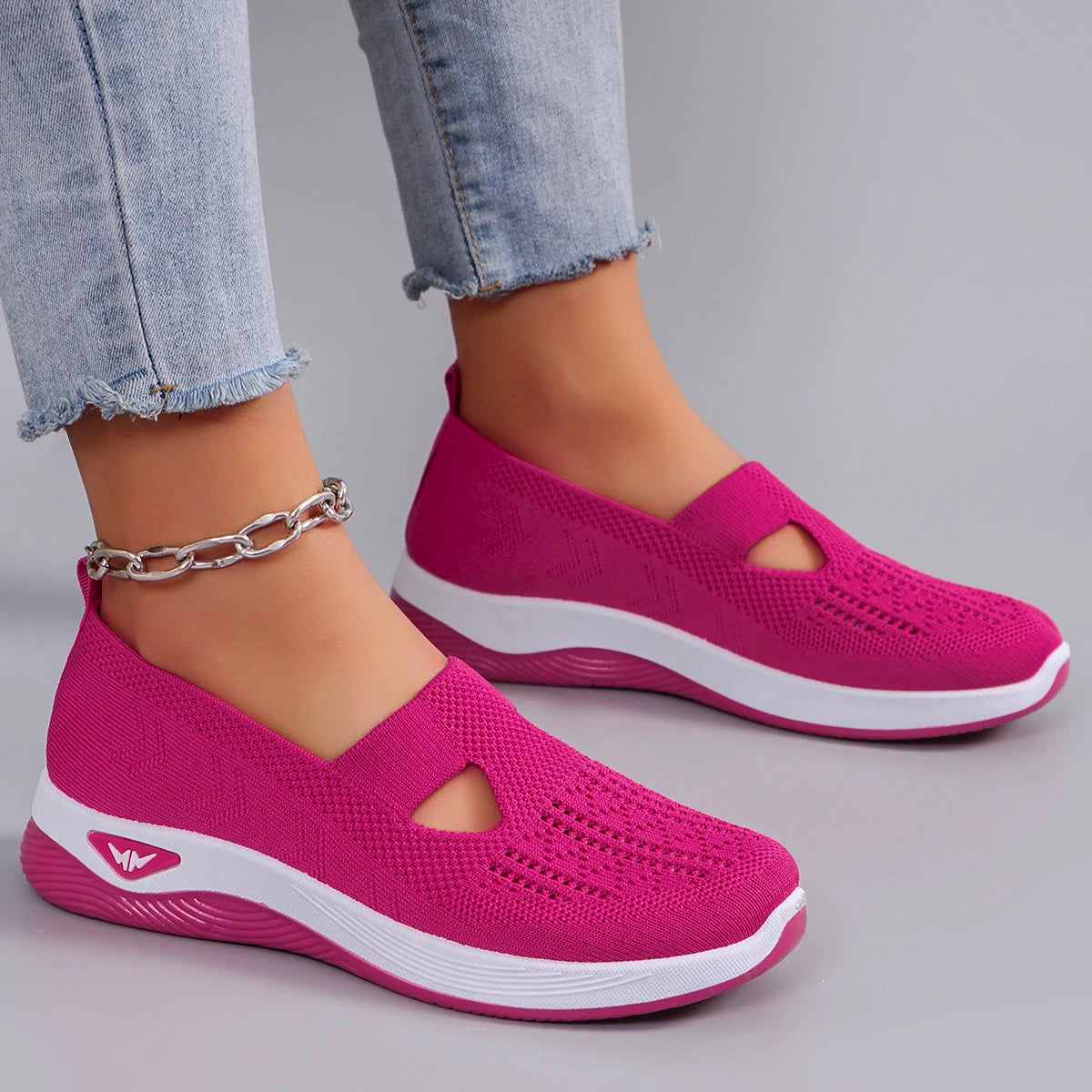 Spring new women's sports shoes, fashionable, breathable, lightweight, non-slip, wear-resistant, casual sports shoes, flat shoes - Clikcy