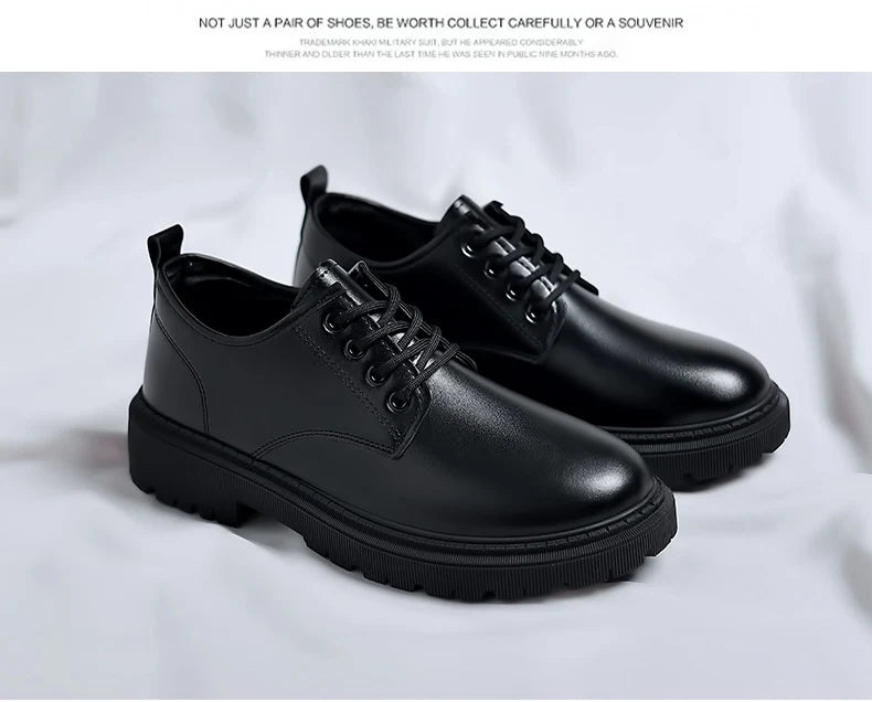 Luxury Men's Genuine Leather Business Formal Shoes British Style Men's Black Platform Lace Up Casual Shoes Zapatos De Cuero 2025