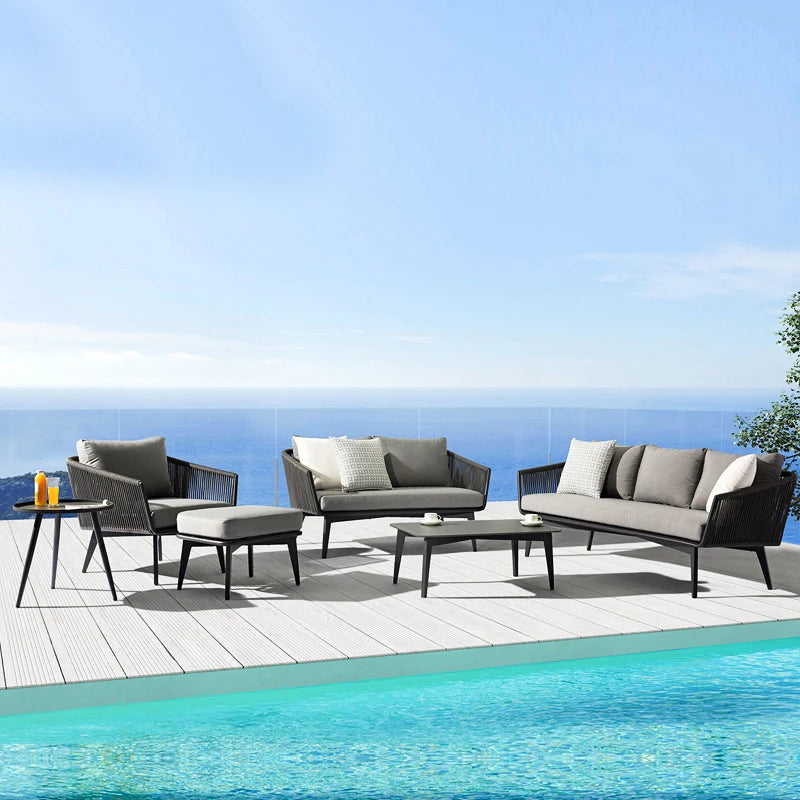 Modern Outdoor Rattan Garden Set, Aluminum Furniture - Clikcy