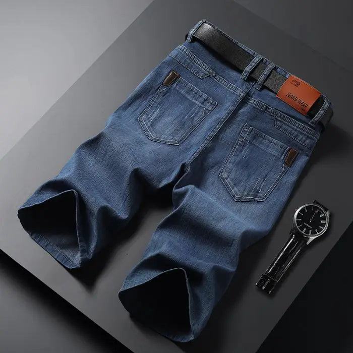 Summer Classic Shorts Jeans Men Denim Pants Straight Stretch Casual Cool Thin Knee Length Blue Fashion Brand Daily jorts - Clikcy