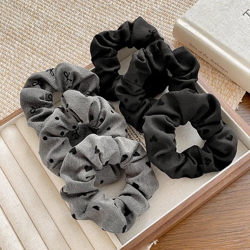 Elegant Black and Gray Cloth Bow Hair Rope for Women Temperament High Ponytail Hair Rope Fashion Girl Does Not Hurt The Hair Scr - Clikcy