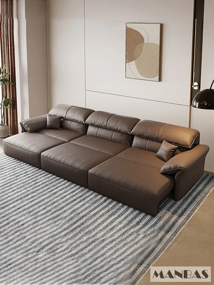 Linlamlim Electric Sofa Convertible for Cinema Living Room | Genuine Leather Electric Multifunction Sofa Bed | Folding Sofa Beds - Clikcy