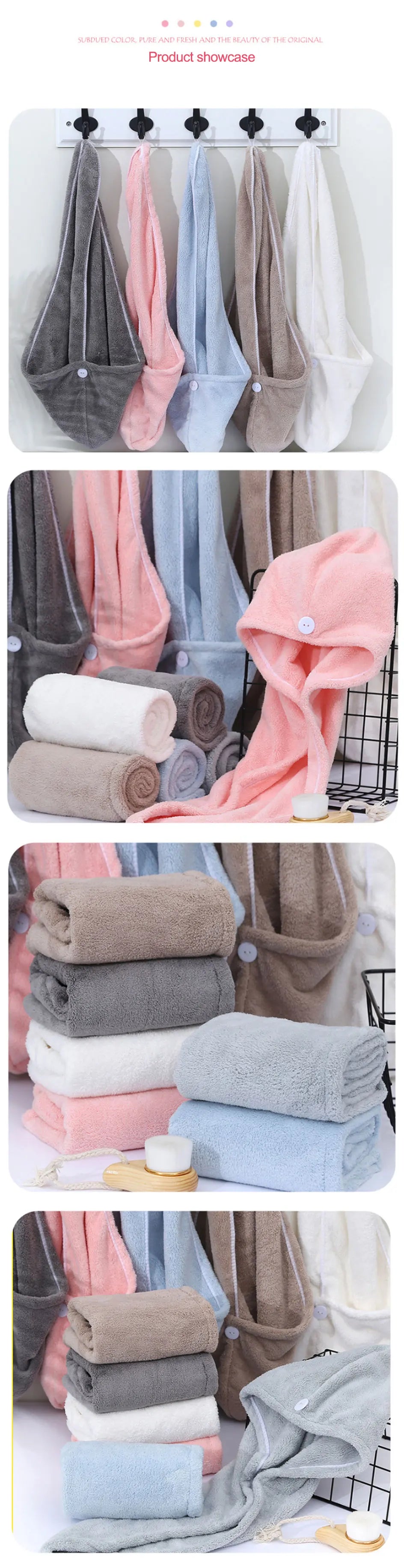 66x25cm Towel Women Adult Bathroom Absorbent Quick-Drying Bath Thicker Shower Long Curly Hair Cap Microfiber Wisp Dry Head Hair - Clikcy
