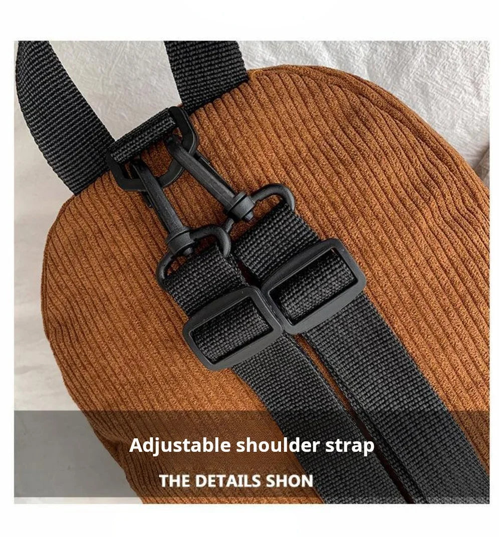 Women's Mini Backpack Fashion Solid Color Corduroy Small Simple Casual Traveling Large Capacity Durable Female's Schoolbag - Clikcy