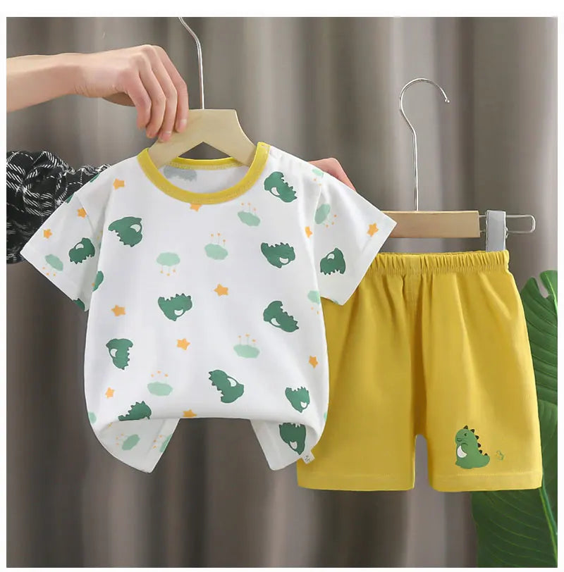 Kids Clothes Children's Sets Boys Girl T-shirt Shorts 2PCS Summer Cotton Short sleeve Baby Children Clothing Toddler Suit - Clikcy