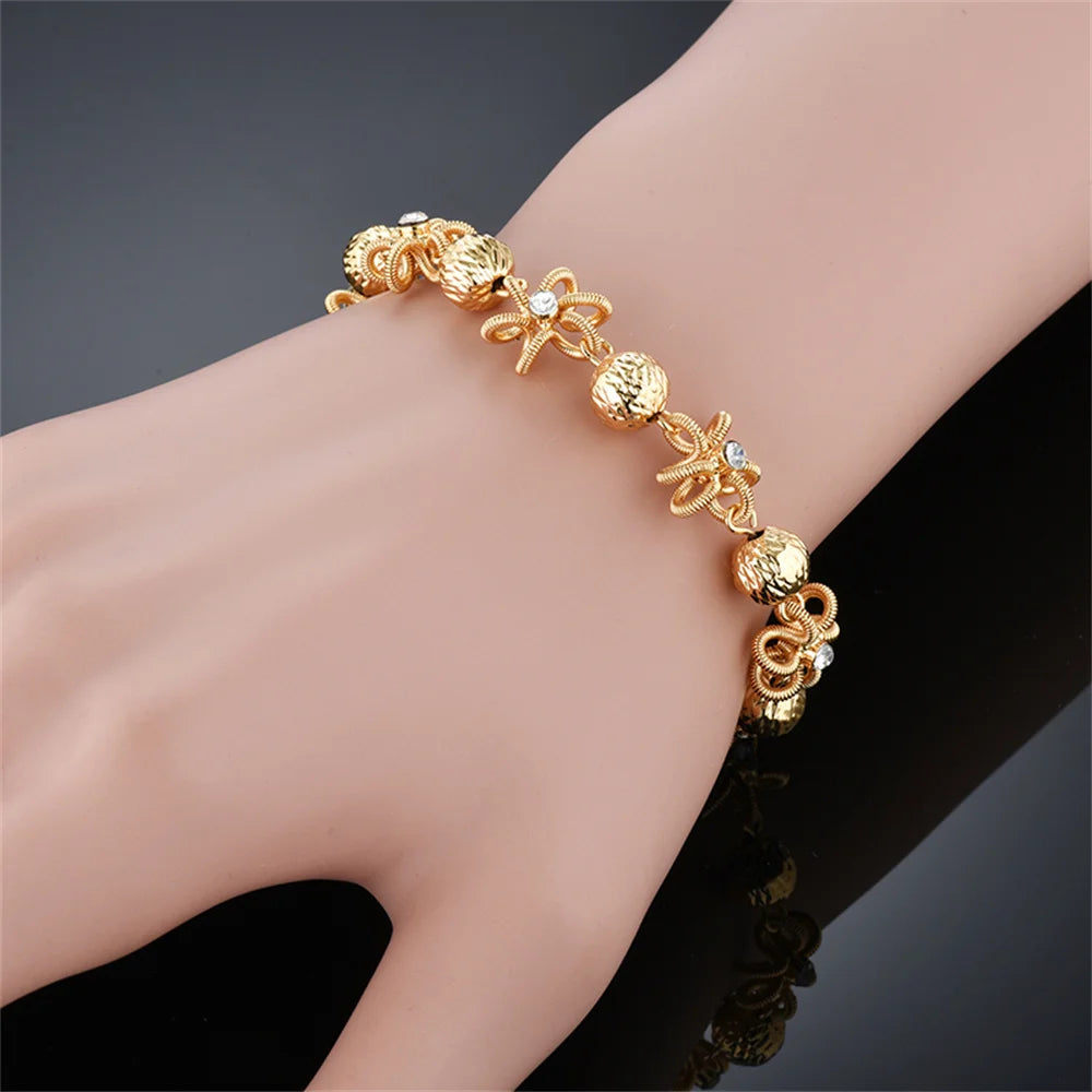 Luxury New Trendy Gold Color AAA Zircon Rhinestone Bracelet Chain Charm Valentine's Day Jewelry Gifts For Women Lovers - Clikcy