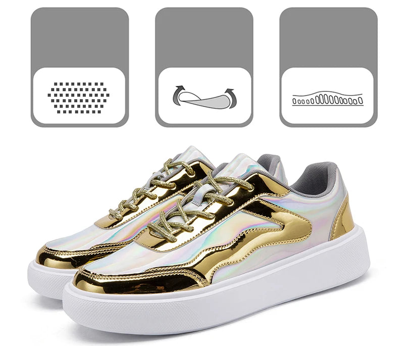 Outdoor Men's Sneakers Comfortable Leather Men's Platform Shoes Casual Lace-up Vulcanized Shoes Black White Walking Shoes - Clikcy