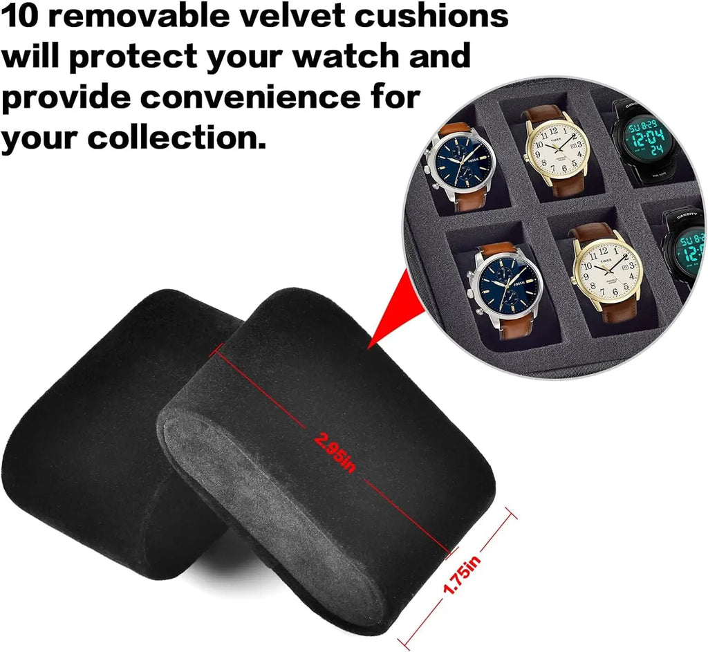 Watch  Case Box,10 Slots Men Women Display Box Stand Roll for All Wristwatches, Digital Sports, Smartwatches 42mm (case only) - Clikcy
