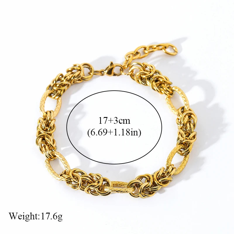 EILIECK 316L Stainless Steel Gold Color Bangles Bracelet For Women New Trendy Wrist Chain Waterproof Jewelry Gift Party Bijoux - Clikcy