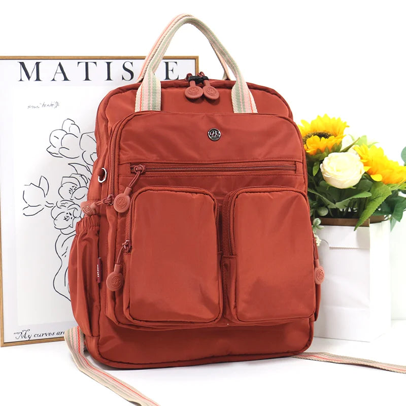 Multi-pocket Nylon School Backpack Casual Women's Backpack Lightweight Large Capacity School Bag Large Capacity Travel Backpack - Clikcy