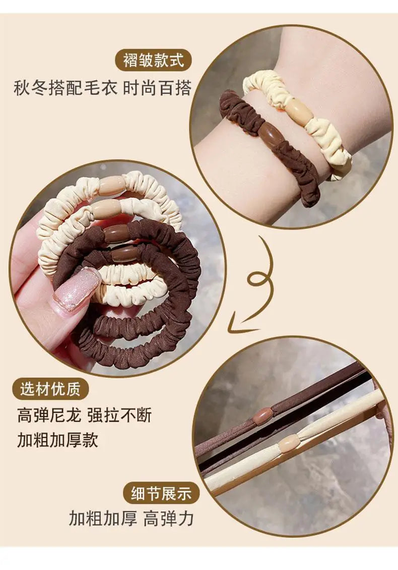 Korean Fashion High Elasticity Hair Ring for Girls Personality Thicken Ponytail Tie Hair Hair Rope Accessories Headband 3 Colos - Clikcy