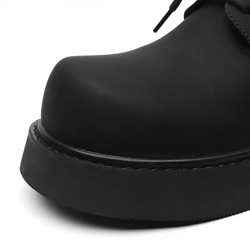 Original Design Classic Business Casual Scrub Leather Black Lace-Up Men Shoes Hombre Daily Dress Height increasing shoes Luxury